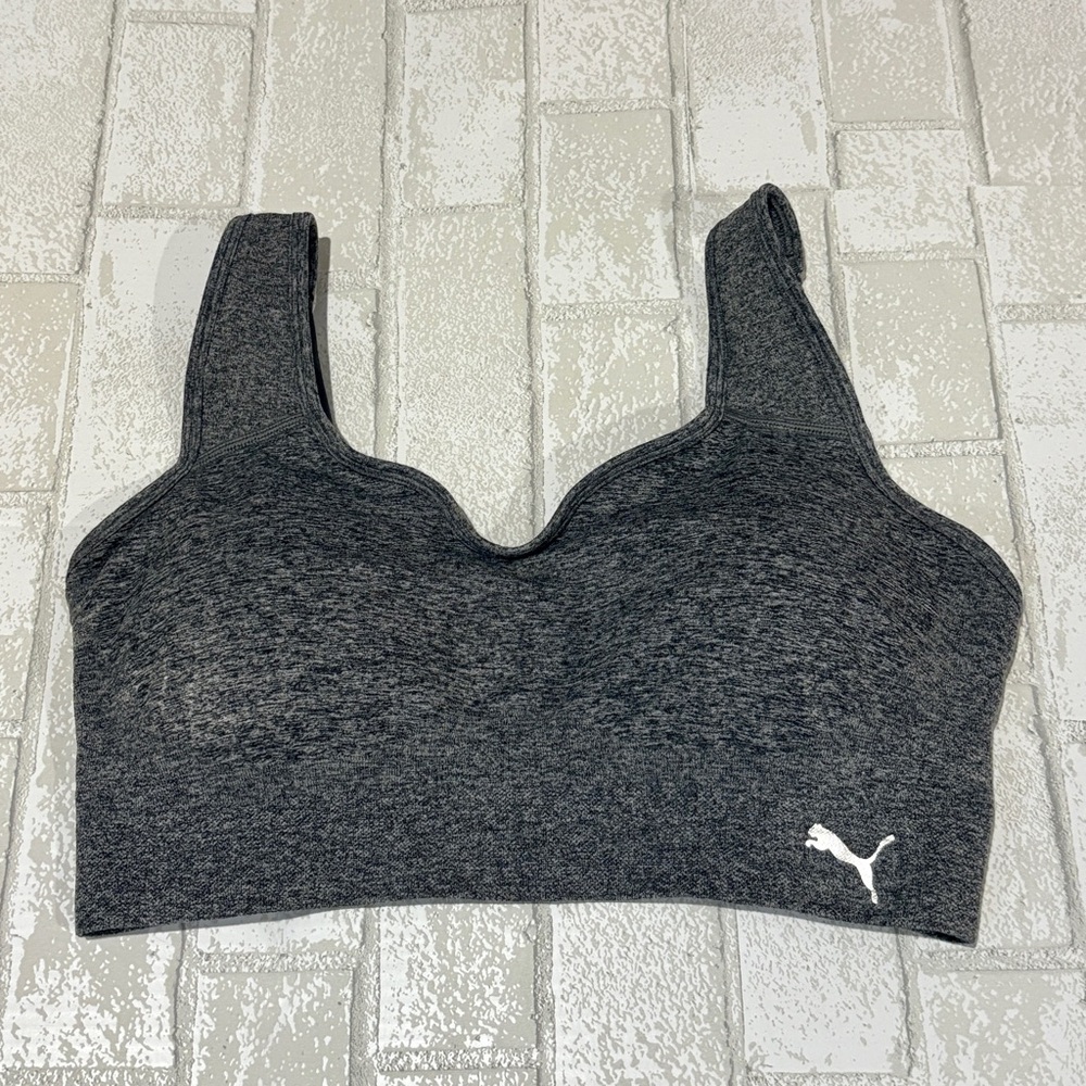 Puma Women's Charcoal Seamless Sports Bra Removable Pads NEW X-Large NWOT